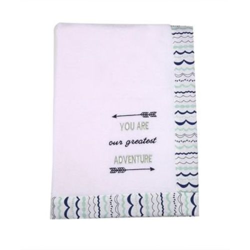 Bacati - Noah Mint/navy White Greatest Adventure Embroidered Blanket