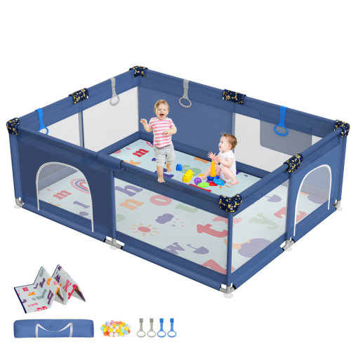 Angel Queen 71" x 59" Large Baby Playpen with Mat, Sturdy Safety Play Yard Activity Center Playard For Babies And Toddlers & Reviews | Wayfair