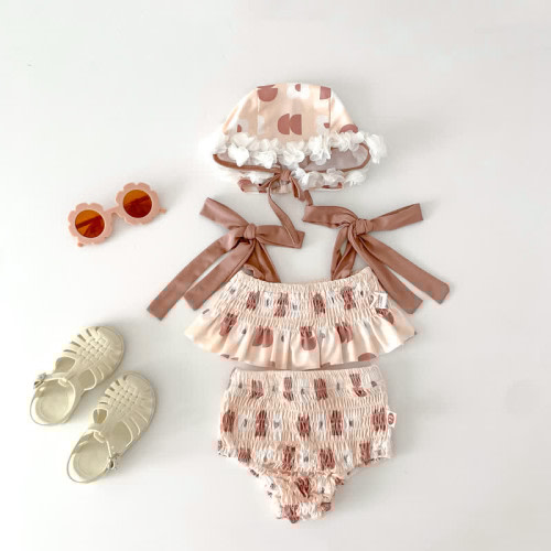 Baby Girl One-piece/2-piece Swimsuit with Hat
