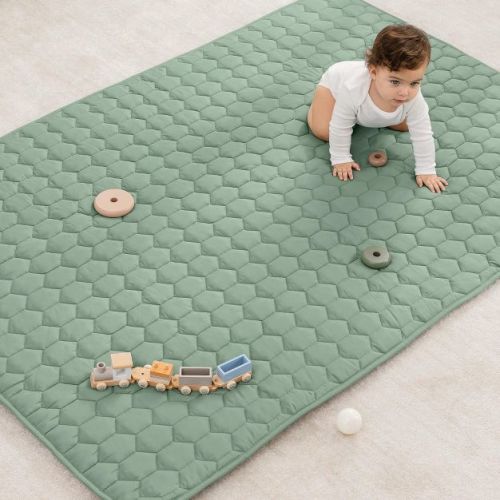 Premium Play Mat - Soft and Comfortable Kids & Toddler Play Mat with Non-Slip Bottom By Comfy Cubs - Sage, Rectangle, 48x72