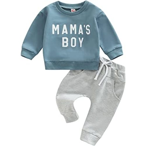 BemeyourBBs Toddler Baby Boy Fall Winter Clothes Funny Letter Long Sleeve Sweatshirt and Pants Set 2 Piece Sweatsuit Outfit
