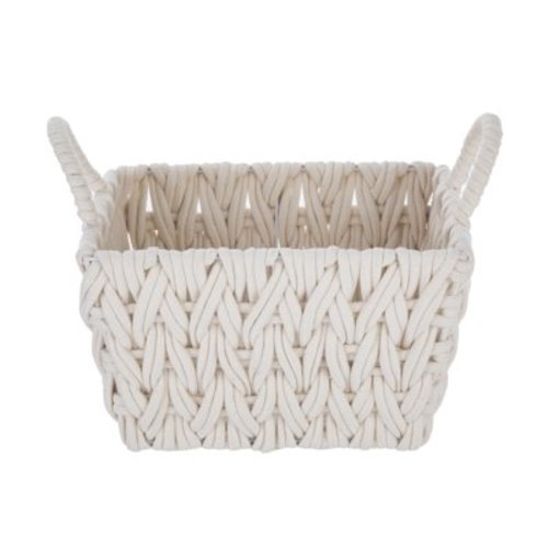 Better Homes & Gardens Medium White Woven Rope Decorative Storage Basket, 2 Pack