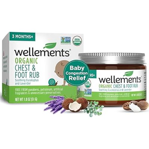 Wellements Organic Baby Chest & Foot Rub for 3 Months+ (1.8 Fl Oz) | Soothes & Comforts | Baby congestion relief* with Eucalyptus and Lavender | Free From Petroleum, Menthol and Artificial Fragrance