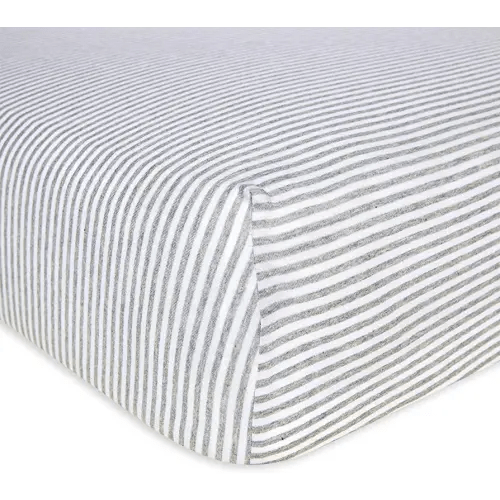 Burt's Bees Baby - Fitted Crib Sheet, Boys & Unisex 100% Organic Cotton Crib Sheet For Standard Crib and Toddler Mattresses (Heather Grey Thin Stripes)