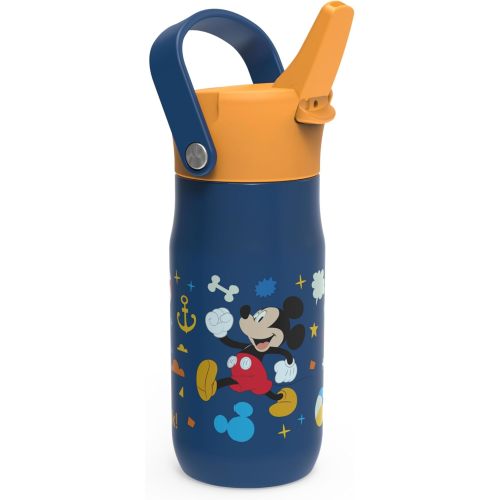Zak Designs Harmony Disney Kid Water Bottle for Travel or At Home, 14oz Stainless Steel is Leak-Proof and Vacuum Insulated (Mickey Mouse)