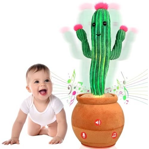 HAGIYEMI Cactus Baby Toy, Singing Talking Mimicking, Music Light Repeat What You Say, Funny Gag Gifts for 3 4 5 6 7 8 9 Year Old Boys Girls Toddlers Kids Babies