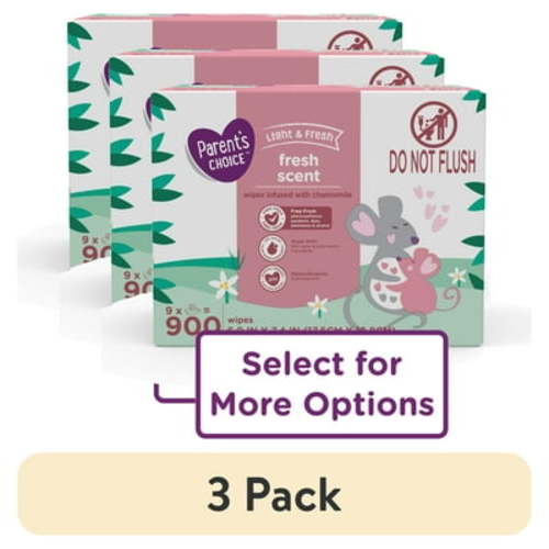 (3 pack) Parent's Choice Fresh Scent Baby Wipes, 900 Count (Select for More Options)