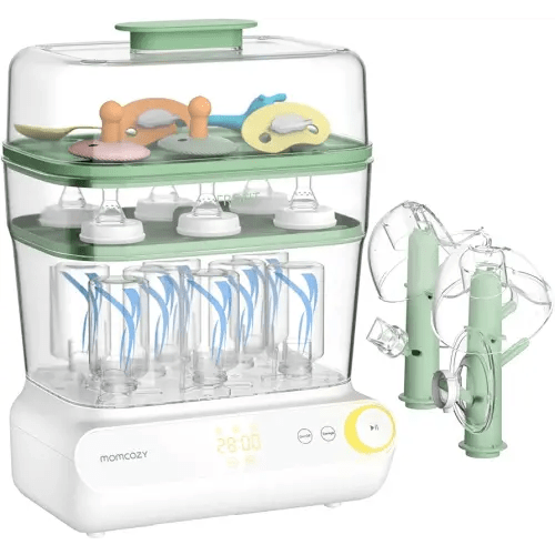 Momcozy 3 Layers Large Bottle Sterilizer and Dryer, Fast Sterilize and Dry, Universal Bottle Sterilizer for All Bottles & Breast Pump Accessories, Touch Screen & Auto-Off Bottle Sanitizer