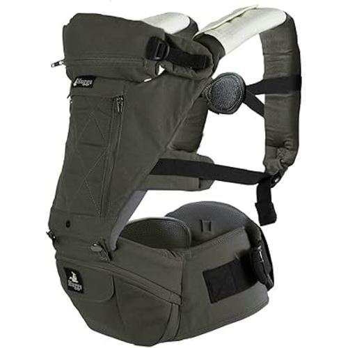 Abiie HUGGS 3-in-1 Baby Carrier with Hip Seat - Front Facing, Hip Hugger, Back Baby Carrier - Healthy Sitting (M) Position, 3 Mos.-Toddler - Buckle Type Closure - Approved by US Safety Standards