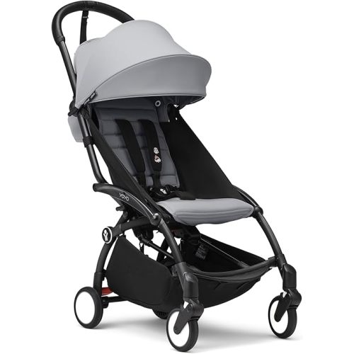 Stokke YOYO3 Stroller from 6 Months - Includes Black Frame/Stone Seat Cushion + Canopy - Folds in & Out in a Flash - Light & Compact - Carry-On Compatible