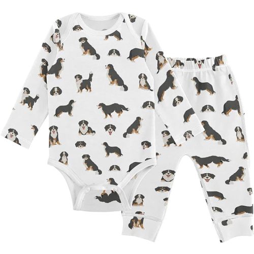 vvfelixl Baby Bodysuits Pants Sets Bernese Mountain Dog Long Sleeve Baby Clothes For Boys Girls 0-24 Months Puppy