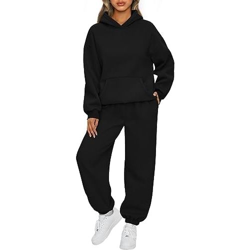 AUTOMET Womens 2 Piece Outfits Lounge Hoodie Sweatsuit Sets Oversized Sweatshirt Baggy Fall Fashion Sweatpants with Pockets