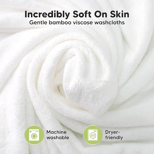 6-Pack Baby Washcloths - Soft Absorbent Viscose from Bamboo Wash Cloths for Babies, Kids, Toddlers, Infant, Newborn Bath Towels, Gentle on Sensitive Skin, 10x10 Reusable Face Towels (Pistachio)