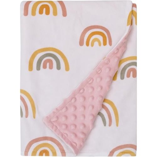 NoJo Little Love Rainbow White, Pink, and Gold Super Soft Baby Blanket