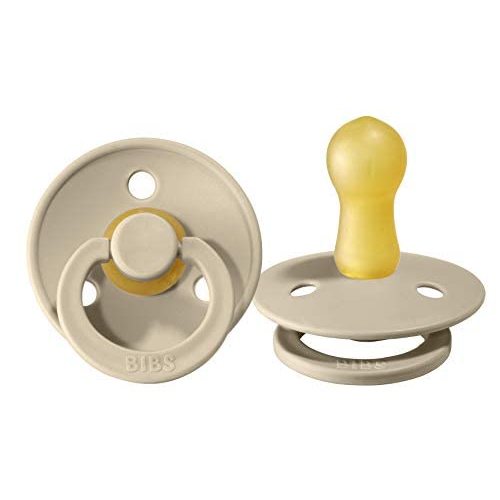 BIBS Pacifiers | Natural Rubber Baby Pacifier | Set of 2 BPA-Free Soothers | Made in Denmark | Sand | Size 0-6 Months - Sand Color