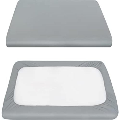 Pack N Play Sheets for 4moms, Cotton Pack N Play Sheets Cover Compatible with 4moms Breeze Plus Playard & Breeze GO Playard, Playard Sheet Fits 28 x 40 Inch Mattress,Grey