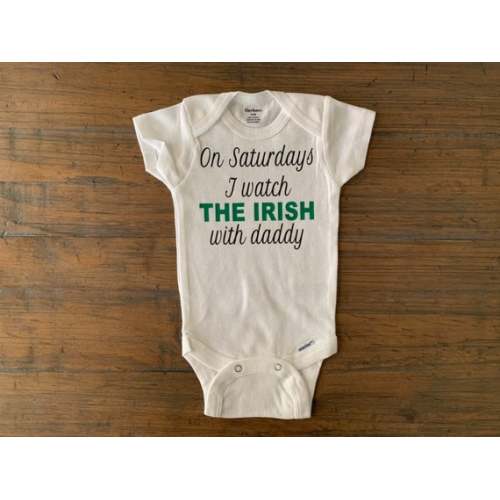 Read the full title
    Notre dame baby • notre dame football • the irish • football onesie • notre dame baby onesie • custom onesie • baby shower gift • dad to be
, 
              Gray
          , 
              6-9 months US kids' numeric