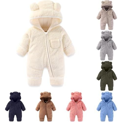 Newborn Baby Bear Outfit Suit Girls Boys Thick Jumpsuit Romper Hoodied Coat Warm Winter Clothes Outwear Snowsuit