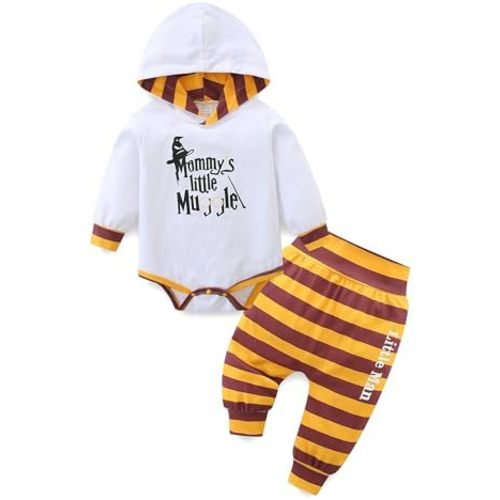 Newborn Baby Boy Clothes Mamas Letter Print Plaid Hoodies Long Sleeve Tops Long Pants 2PCS Sweatsuit Set