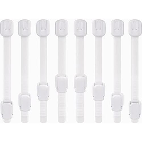 Child Safety Strap Locks (8 Pack) Baby Proof Cabinets, Drawers, Fridge, Toilet & Trash Cans – 3M Adhesive Childproof Locks – Jool Baby