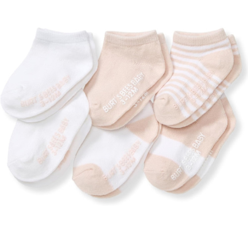 Burt's Bees Baby Unisex Baby Socks Ankle or Crew Height Made with Soft Organic Cotton, 6 Packs with Non-Slip Grips for Babies