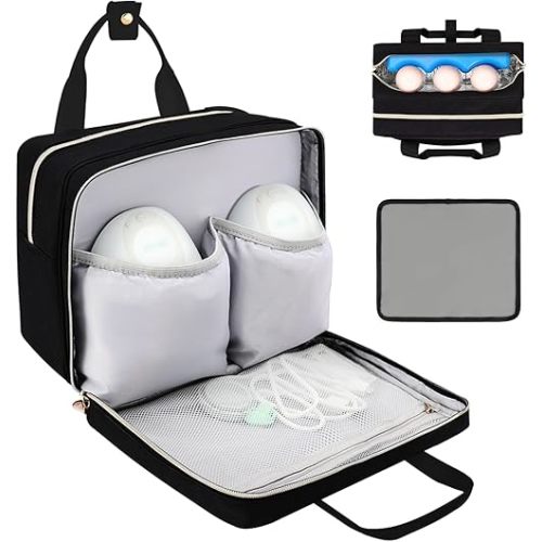 Breast Pump Bag with Cooler Compartment Compatible with Momcozy M5, Black(Bag Only)