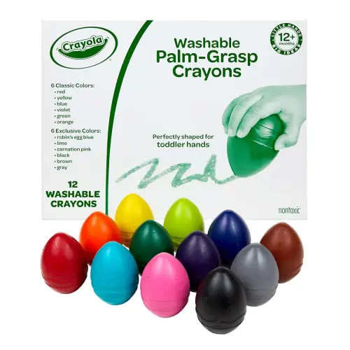 Crayola Large Egg Crayons (12ct), Jumbo Washable Crayons for Toddlers, Preschool Art Supplies for Toddlers, Classroom Must Have, Ages 1+