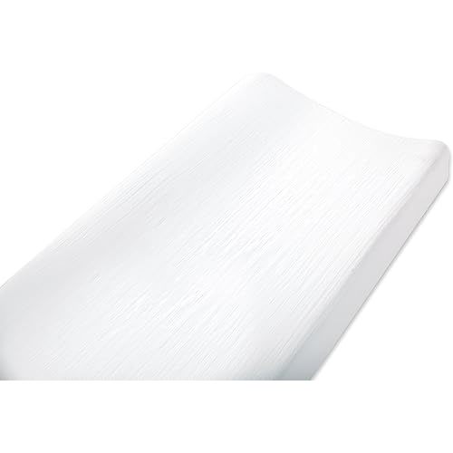 aden + anais Essentials Changing Pad Cover, 100% Cotton Muslin, Super Soft, Breathable, Tailored Snug Fit, Single, Solid White