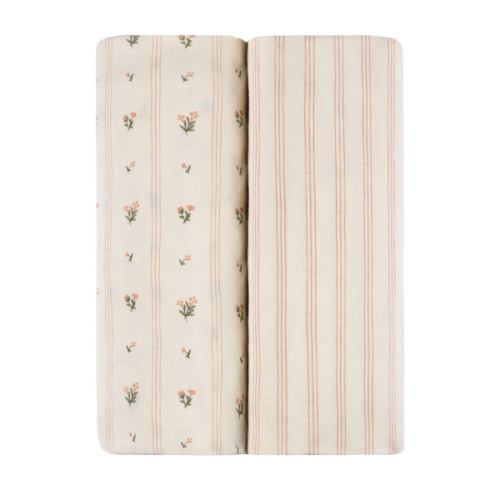 Linear Floral Crib Sheet Set Crib Sheet Set – Ely's & Co.