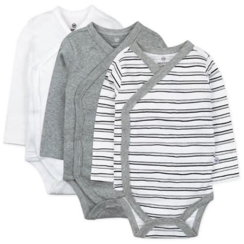3-Pack Organic Cotton Long Sleeve Side-Snap Bodysuits | Honest Baby Clothing
