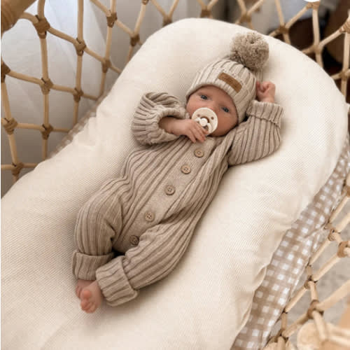 Little B's Chunky Rib Baby Jumpsuit - Oak