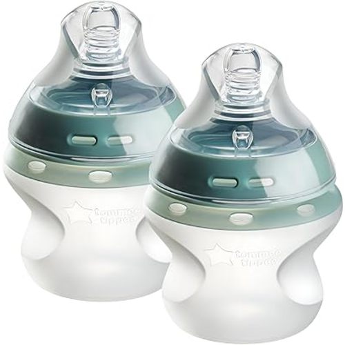 Tommee Tippee Natural Start Anti Colic BPA Free Silicone Baby Bottles, 5oz, Newborn 0+ Months, Silicone Feels Like Mother's Skin, Slow Flow Breast-Like Teat, Pack of 2