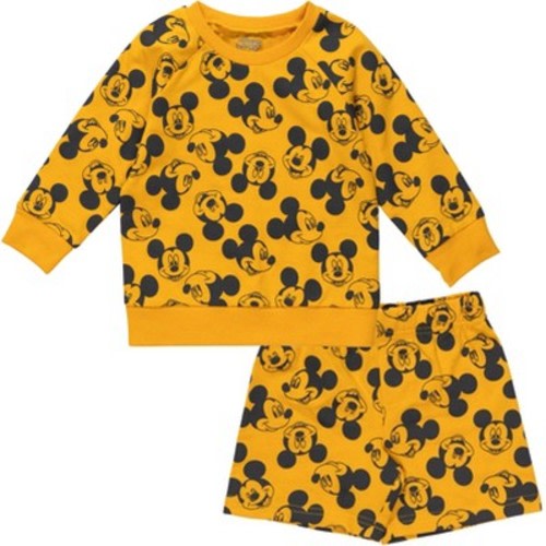 Disney Mickey Mouse Infant Baby Boys French Terry Sweatshirt & Shorts Orange 12 Months