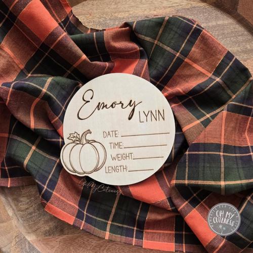 Pumpkin Baby Birth Stat Sign | Wooden Newborn Announcement | Name Plaque | Hospital Sign | Baby Name Plate | Fresh 48 Sign | Custom | Fall