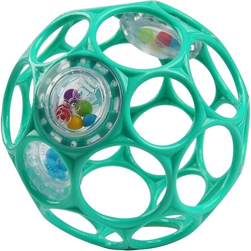 Bright Starts Oball Rollin' Rainstick Rattle Easy-Grasp Toy, Ages 3 Months +
