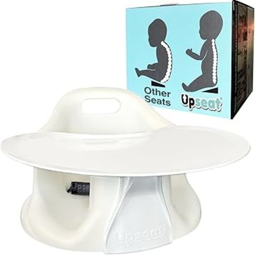 Upseat Baby Floor Seat Booster Chair for Sitting Up with Removable Tray for Meals and Playtime, Developed with Physiotherapists for Safe and Healthy Hip Development and Posture (Coconut)