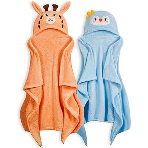Toddler Bath Towel Hooded Kids Bath Baby Towels with Hood for Boy Girl 0-5 Years, 2-Pack Soft Absorbent Baby Bath Towels Toddler Towels, Large Thick 50''x32'' Kids Beach Towel