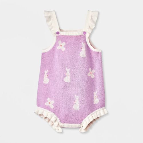 Baby Girls' Bunny Printed Overalls Set - Cat & Jack™ Purple 18m