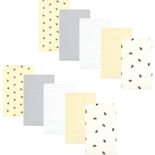 Hudson Baby Unisex Baby Flannel Burp Cloth 10pk, Honey Bee, One Size