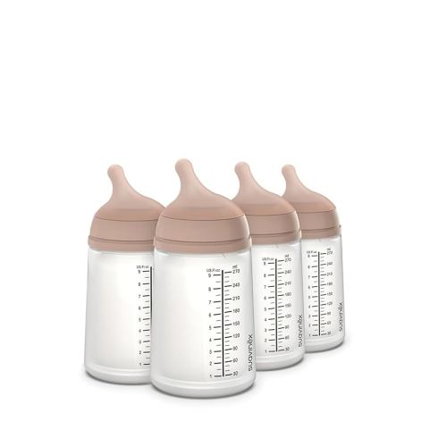 Suavinex Zero Zero Anti Colic Baby Bottle, No 1 Spanish Baby Bottle Brand, Minimizes Bottle Rejection & Nipple Confusion, Perfect for Breastfeeding Babies (4, Medium (9 Ounce))