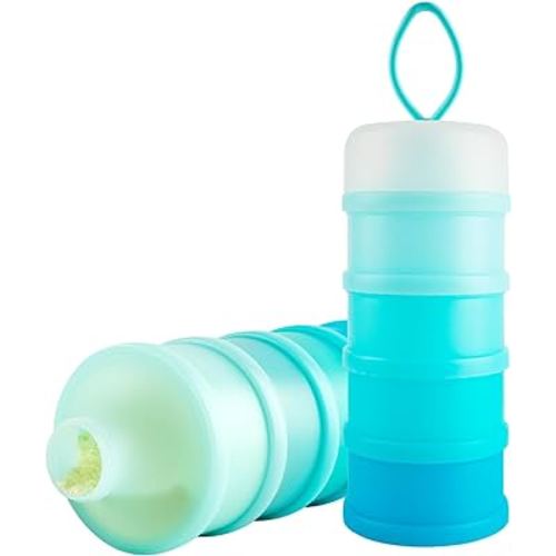 Formula Dispenser On The Go,XUNICUTE Baby Formula Container to Go, Travel Stackable Kids & Toddler Snack Containers, Blue