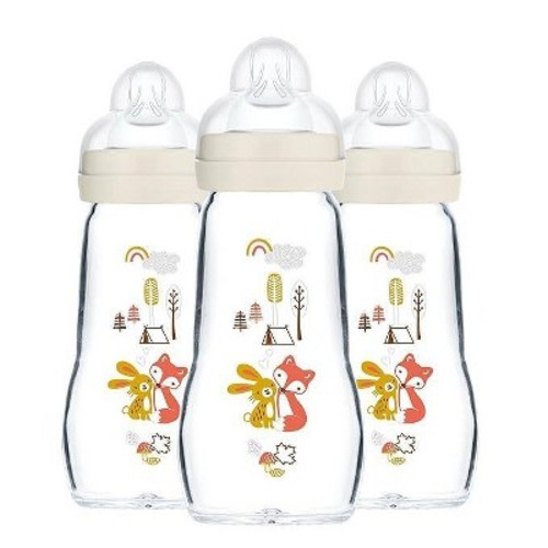 MAM Feel Good Glass Baby Bottle - Cream - 9oz/3pk