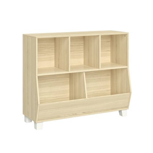 RiverRidge Kids' CatchAll Playroom 35" Toy Storage Organizer with 3 Cubbies and 2 Storage Compartments Light Woodgrain: Kids Bookshelf