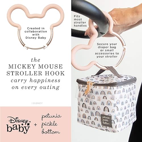 Petunia Pickle Bottom unisex baby Mickey Mouse Stroller Hook Rose Gold Disney Collaboration, Rose Gold, One Size US