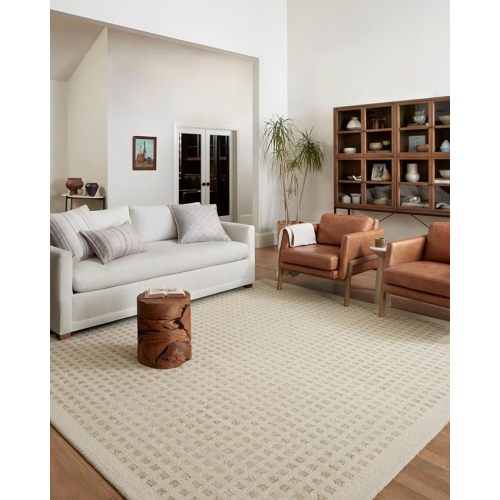 Loloi Chris Loves Julia Polly 5'-0" x 7'-6" Area Rug in Ivory/Natural - Large Neutral Area Rug, Unique Patterned Rug for Living Room, Bedroom, Dining Area, Home Office