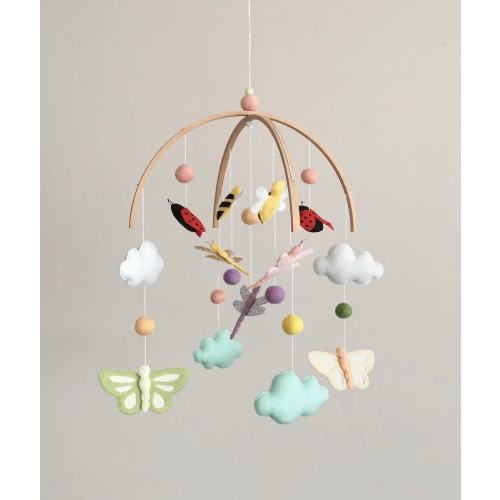 The Sweetest Guest of Spring:))Handmade Movable,Postpartum Mother Gift,Felt Animal Crib Movable,Cute Ladybug-Bee-Butterfly mobiles,Kids Room