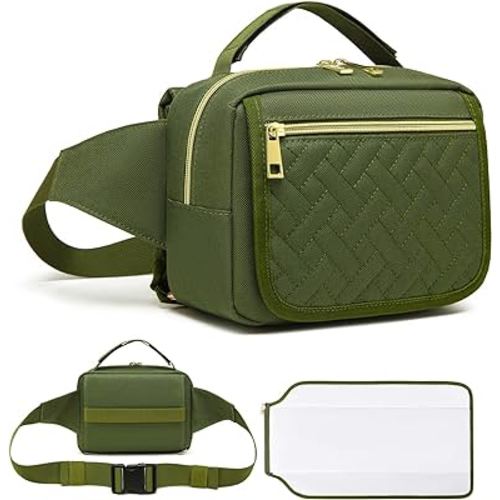 Fwkekye Small Diaper Bag with Portable Changing Pad,Crossbody Diaper Bag Pack with Wipes Pocket,Mini Diaper Bag Fanny Pack for Baby Travel Green