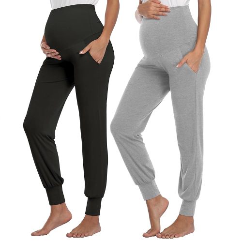 AMPOSH Women's Maternity Pants Stretchy Lounge Workout Pants Casual Loose Comfy Pregnancy Joggers with Pockets