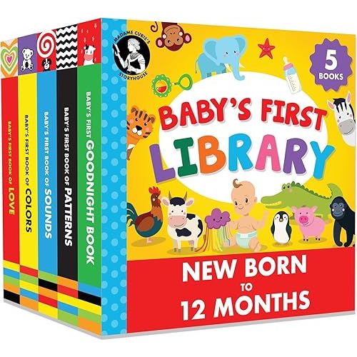 Madame Curie’s Baby's First Library | Baby Toys, for 0-3-6 Months, 0 to 1 Year Old, Toddler Board Books | Newborn Girl & Boy, Infant Toys