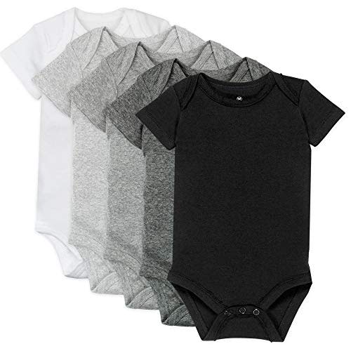 HonestBaby 5-pack Short Sleeve Bodysuits One-piece 100% Organic Cotton for Infant Baby Boys